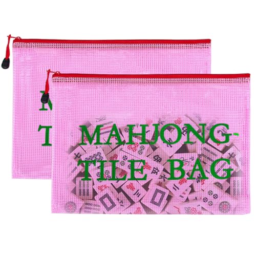 Bolsas rosas para fichas de Mahjong, pack x2