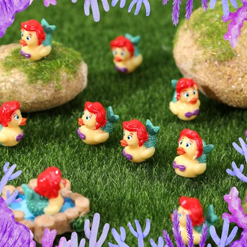 Image of 50 Pcs Mermaid Ducks Toy Figures, Mini Mermaid Resin Ducks Bulk, Tiny Mermaids Figurine Dress up Duck Toy for Party Favors