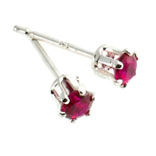 Miniatura 2 de Sterling Silver Post Stud Piercing Earrings for Cartilage Tragus Helix Multiple Piercing Hypoallergenic Birthstone Jewelry for Women (Red Garnet 3mm