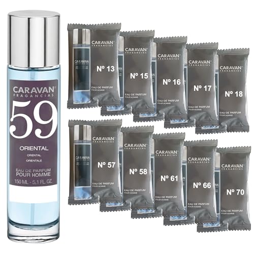 CARAVAN FRAGANCIAS Perfume de Hombre Nº59 de150 ml. + Set de 10 Viales de Fragancias Masculinas distintas de Caravan para descrubir nuevos aromas