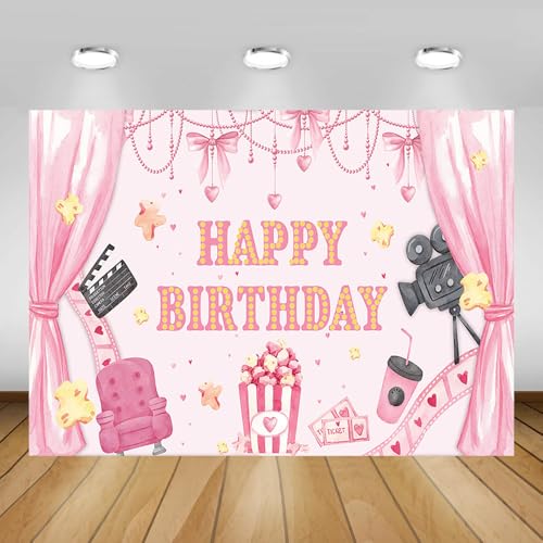 Décorations de fête d'anniversaire pour fille thème cinéma et film rose