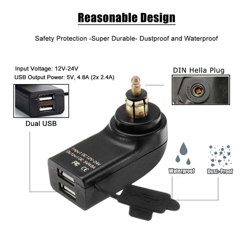 Podwójna ładowarka USB do motocykla, adapter zasilania For BMW R1200GS Adventure, R1250GS Adv, R1200rt, S1000XR, F850GS i F650GS, gniazdo wtykowe(3 Pieces)