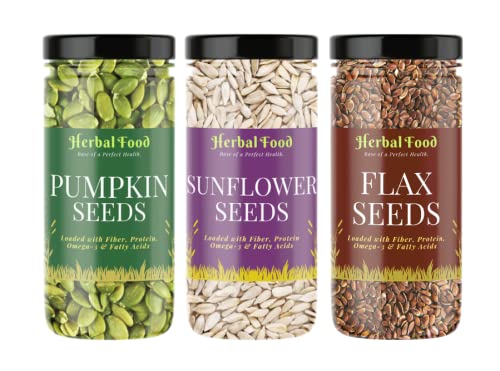 Herbal Food High Protein Seeds Combo Pack - Pumpkin 150g, Flax 150g, Sunflower 150g | Supper Mix Seed for Eating [Jar Pack] (B09H5H1DCW) Amazon Price History, Amazon Price Tracker
