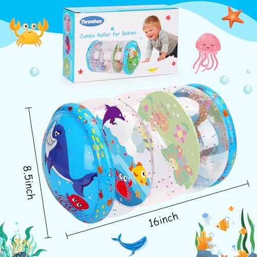 Image of Crawling & Walking Baby Toys 6-12 Months Glowing Jumbo Inflatable Rolling Infant Toy 6 7 8 9 10 12-18 Month Old Tummy Time Sensory Development Light Up Toys for 1 2 Year Old Boy Girl Birthday Gifts