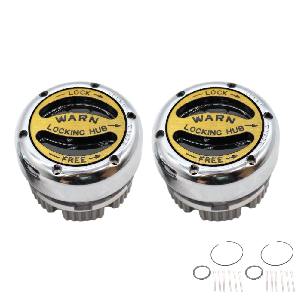 Photo 1 of WARN 20990 Premium Manual Locking Hub with Zinc Aluminum Alloy Dial, Dual Seals and 19 Splines, Chrome, 1 Pair