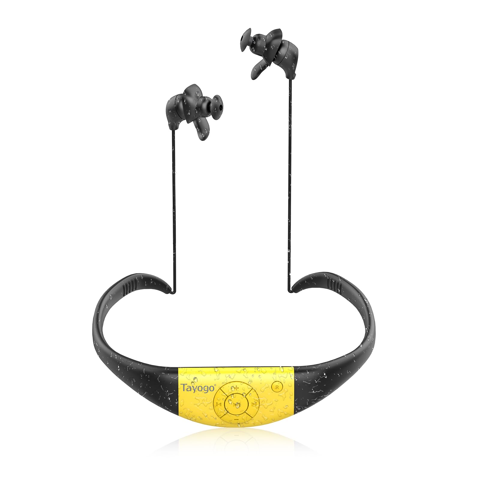 Tayogo Waterproof Mp3 Player for Swimming, IPX8 8GB Swimming Headset, Silicone Coated Waterproof Music Player, 20H Playing time, Underwater Mp3 Player Perfect for Swimming (Yellow（2nd Generation）)