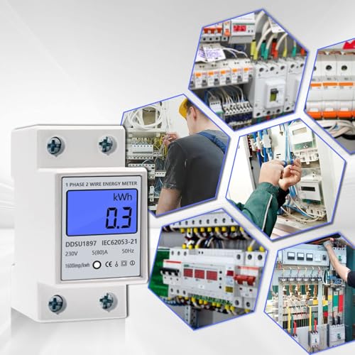 Miniatura 7 de Contador De Energía Eléctrica, Medidor De Consumo Eléctrico Monofásico Dos Hilos, Lcd Digital 220v 5 80 A 50 60hz, Medidor De Consumo Eléctrico Con Contador Din De Carril