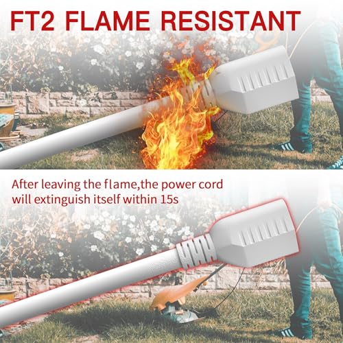 Image of Skrizcable 16 /3 50 FT Outdoor Extension Cord Waterproof, Weatherproof & Flame Retardant White 3 Prong Power Cord Outside for Lawn & Garden, 13 Amps 1625 Watts 125 VAC 16AWG SJTW, ETL Listed