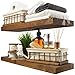 Wood Floating Shelves Wall Mounted Set of 2 - Large Rustic Floating wall Shelf 24 inch - Long Wall Shelves For Living Room Bedrooms Kitchen Bathroom - Dark Walnut Wide Wall-Mounted Shelf