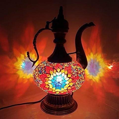 Teapot - Turkish Moroccan Lamp Tiffany Style Glass Desk Table Lamp - MC Cover