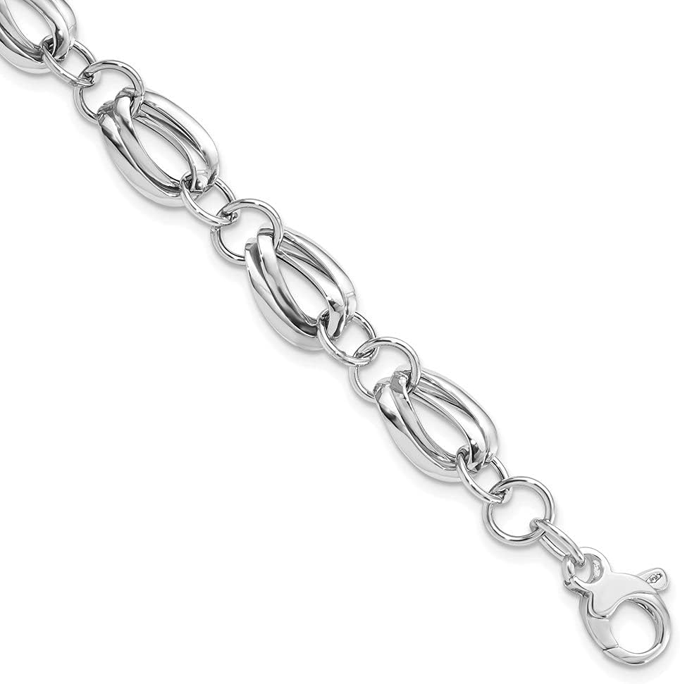 Diamond2Deal 14K White Gold Polished Fancy Link Bracelet
