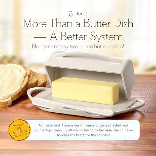 Image of Butterie Flip-Top Butter Dish with Matching Spreader (Ivory)