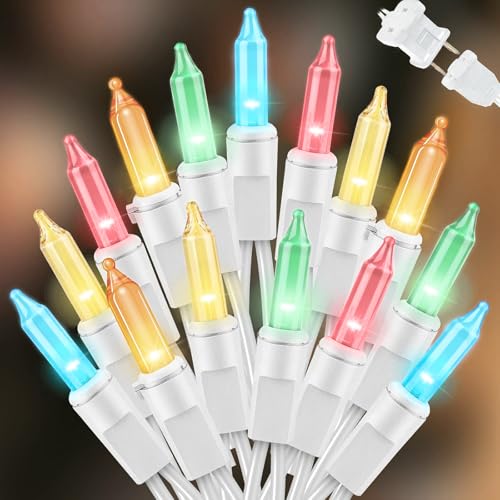 LAMPHOME 21.6ft 100 LED Easter String Lights, Plug-in Connectable Waterproof Outdoor Indoor Christmas Lights, White Wire - Detailed View