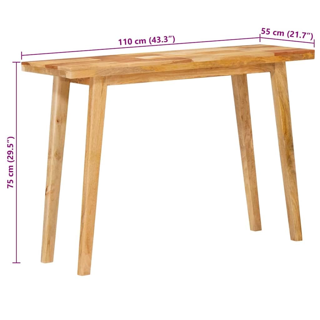 Tavolo da pranzo in legno massiccio di mango naturale, 100 x 35 x 75 cm, per sala da pranzo, cucina, interni, stile rustico con gambe stabili a colonna, per cene in famiglia