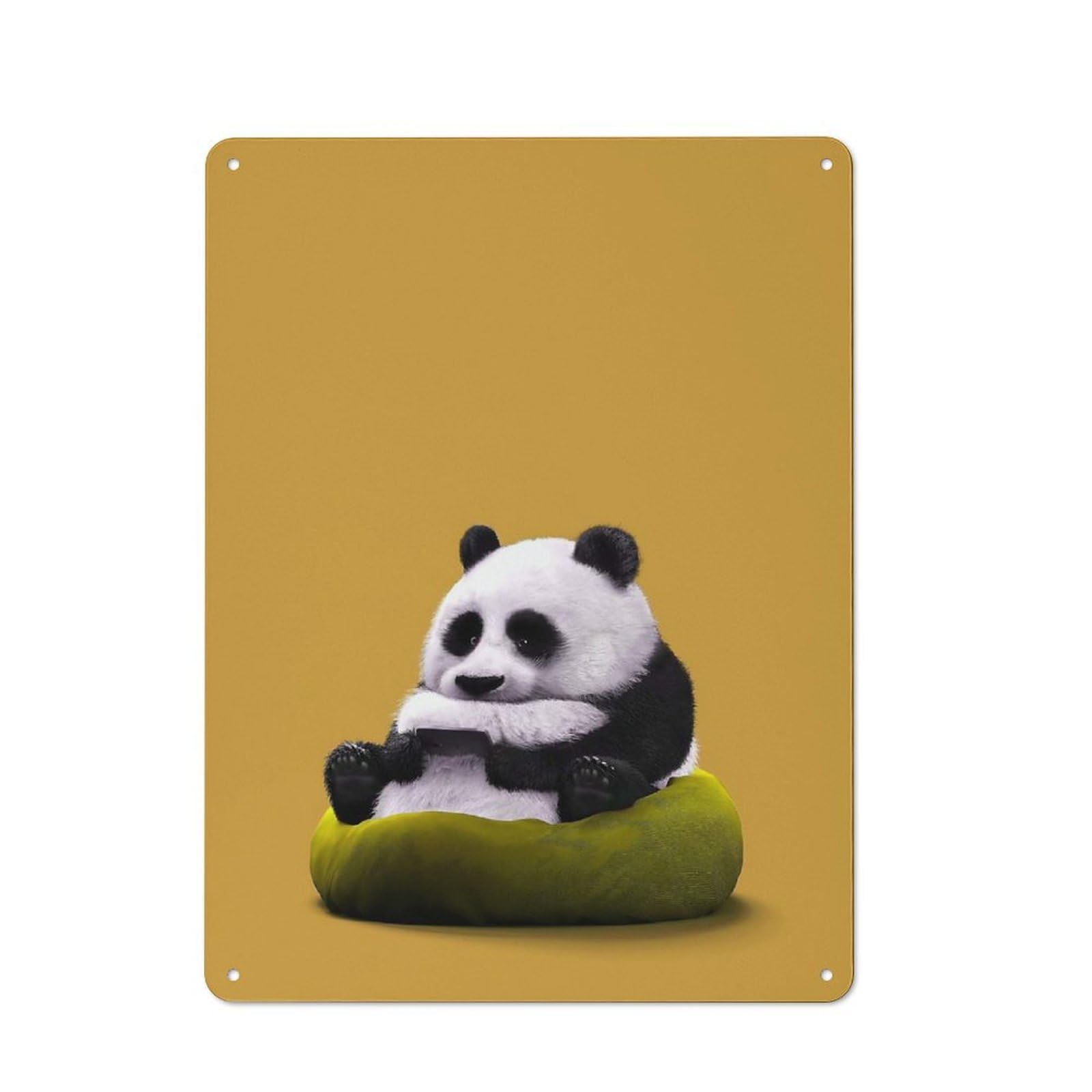 Junmoney Lazy Panda Cafe Style Metal Wall Decor 40X30cm, Vintage Metal Sign For Takeaway, Bar, Kitchen Or Counter Area