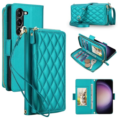 Coque portefeuille Samsung S23 anti-piratage RFID avec grand range-cartes vert