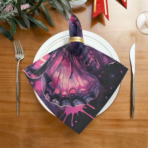Servilletas de Tela Mariposa Acuarela Morado Paquete 6 miniatura 3