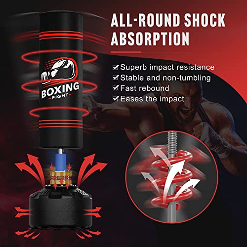 Punching Bag With Stand Freestanding Heavy Boxing Bag With Suction Cups Base For Adult Youth Kids Stand Kickboxing Bag For Home Office Gym #TOP4