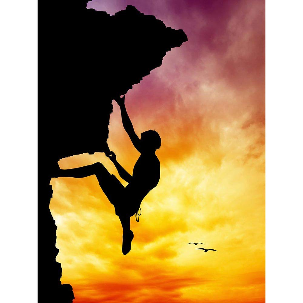 Wee Blue Coo Photo Mock Up Silhouette Sunset Rock Climbing Art Print Poster Wall Decor 12X16 Inch
