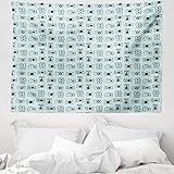 ABAKUHAUS Kamera Wandteppich, Altmodische Fotogeräte Doodle Erinnerungen Alte Zeiten Inspiriert Druck, aus Weiches Mikrofaser Stoff Wand Dekoration Für Schlafzimmer, 150 x 110 cm, Blassblau Schwarz