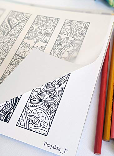 Bookmarks - Adult Coloring Book Volume 07 By Prajakta P | Premium Handmade Paperback Spiral Bound Coloring Book | 50 Pretty Bookmarks To Color, Diy Bookmarks | Art And Sip Party, Diy Kit, Party Favor #TOP5