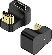QIANRENON 8K HDMI U Forme Angle Ultra HD Adaptateur HDMI 2.1 Mâle vers Femelle 180 Degrés Angle Affichage Connecteur Prises 8K@60Hz 3D UHD2.1, pour Moniteur HDTV Laptop Portable PC, 2Pcs (Inverser)