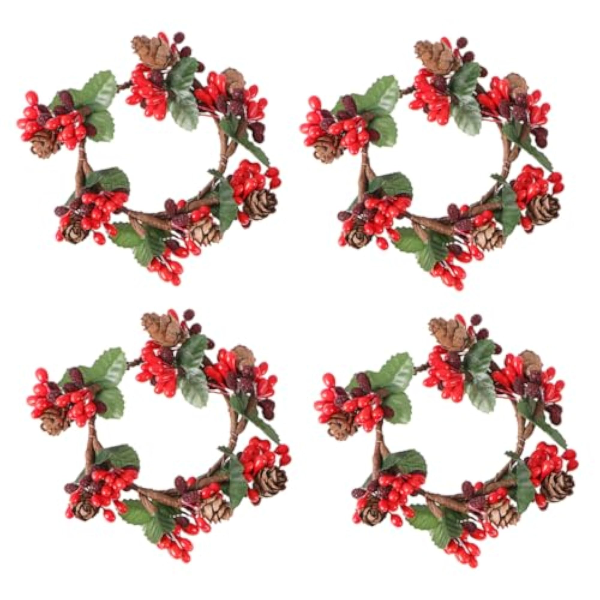Christmas Candle Stand Decor Wreaths with Fake Berries
