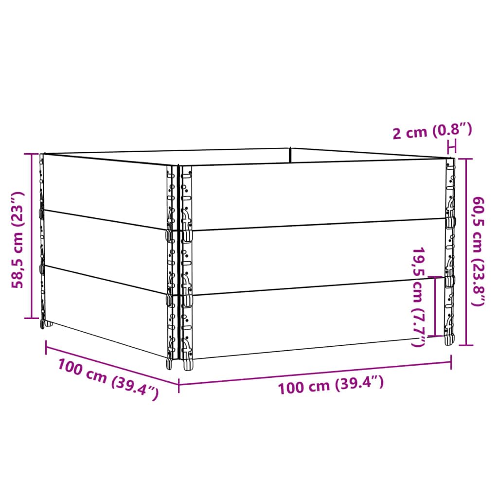 Paretali per Pallet 3pz Grigi 100x100cm Legno Massello di Pino, Commercio e Industria,Movimentazione di Materiali,Pianali di carico e Pallet, 28.6kg-3295376