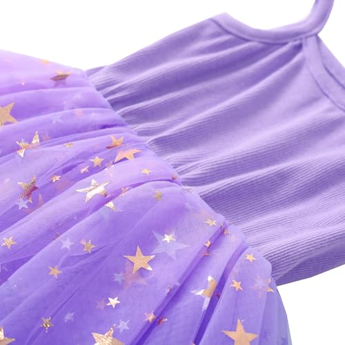 Image of GSVIBK Baby Girls Tutu Dress Sleeveless Toddler Cotton Tulle Skirt Princess Party Prom Dresses