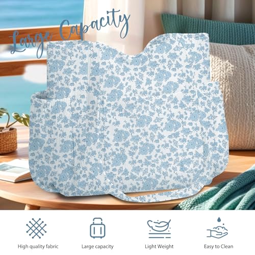 Corduroy Tote Bag for Women, Large Capacity Cute Tote Bags With 6 Pockets, Laptop Tote Bag Crossbody Shoulder Handbag Teacher Nurse Bags for Work Travel Gym(Blue Flowers) - image 4