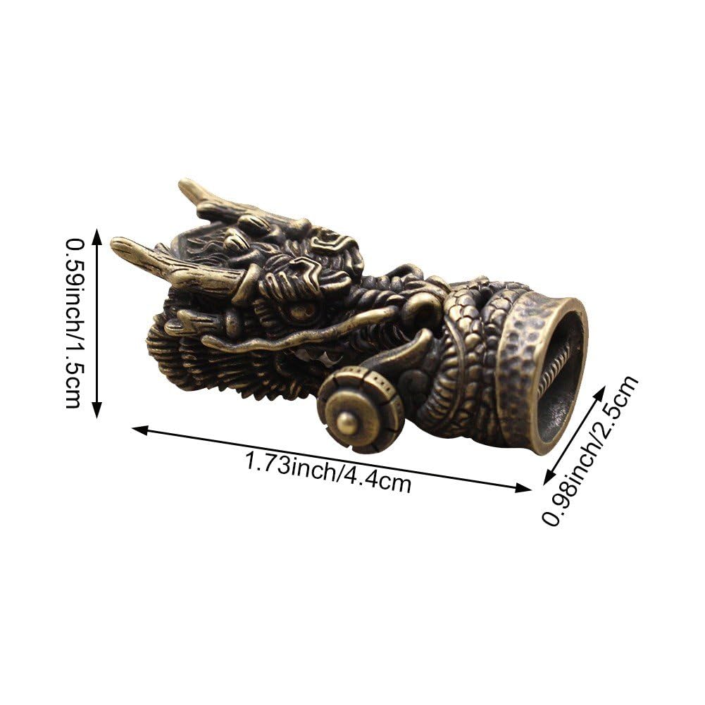 Antique Brass Dragon Head Bead - DIY Paracord Keychain Charm, Bracelet Pendant, EDC Accessory - View #2