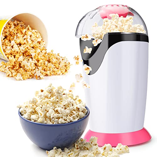 Hot Air Popcorn Popper Machine,1200W Home Electric Popcorn Maker with Measuring Cupï¼Œ3 Min Fast Poppingï¼ŒETL Certified, BPA Free, No Oil Needed, Great Air Popcorn Popper for Home Family Movie TV, Party (Pink)