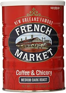 French Market Coffee, Coffee and Chicory, Medium-Dark Roast Ground Coffee, 12 Ounce Metal Can