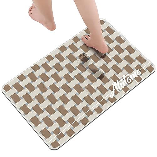 【最新型】Atutomo 珪藻土バスマット【ノンアスベスト 柔らか速乾】珪藻土 ソフト マット 足ふきマット 珪藻土 キッチンマット 瞬間吸水 お風呂マット 滑り止め 玄関マット ドアマット お手入れ簡単 洗面所マット 収納便利 水切りマット 珪藻土 浴室