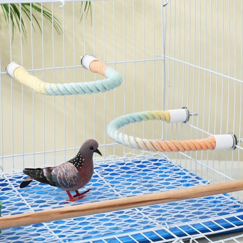 Image of Garneck 3 Pcs Gradient Rope Perches Stand for Bird Cages Parrot Swing Climbing Rope Parakeet Cage Accessories Bungee Items for Cockatiels (2 Short+1 Long)