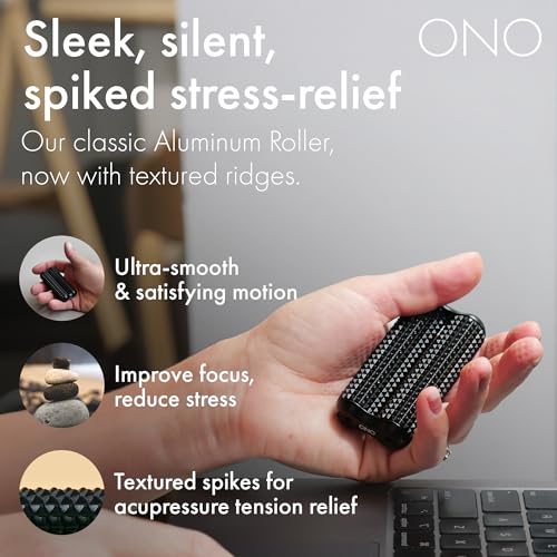 Image of ONO Roller - Handheld Fidget Toy for Adults | Help Relieve Stress, Anxiety, Tension | Promotes Focus, Clarity | Compact, Portable Design (Acupressure, Junior Size - Aluminum)
