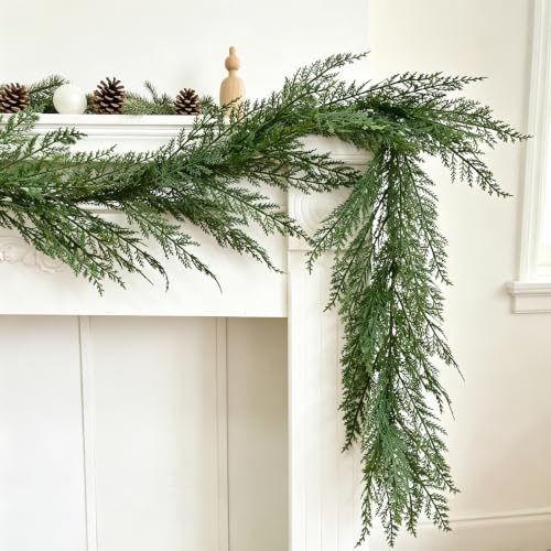 6FT Christmas Cedar Garland, Layered Dimension, Soft-Touch Greenery Garland - image 1