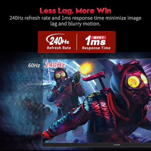 Image of Viewedge Gaming Monitor 27 inch 240Hz 1ms FHD (1920x1080p) Computer Monitor, 110% sRGB HDR10 HDMI x 2 & DP x 2 Port, Built-in Speakers, Support Freesync and Wall Mount