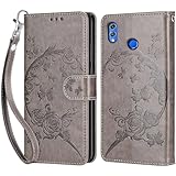 Cover Compatibile con Huawei Honor 8X / View 10 Lite / V10 Lite, Premium Pelle PU Portafoglio Flip Libro Custodia per Huawei Honor 8X [Protezione Completa] - Grigio