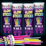 Party City 400 Glow Sticks Bulk Party Pack 8”– Neon Glow in the Dark Party Supplies, Glowsticks with Connectors Bracelets & Necklaces, Light Up Favors for Kids, Adults, Birthdays, Parties, Decorations