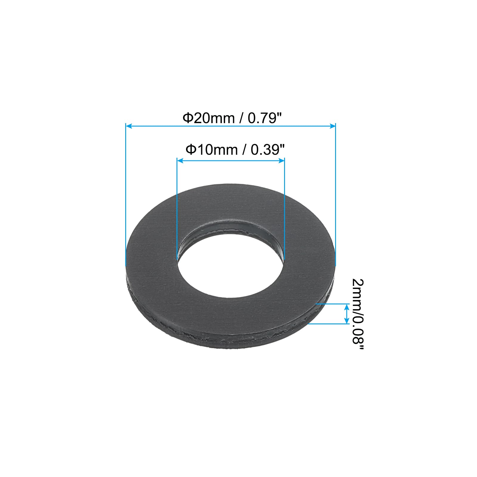 M10 x 20 x 2 mm Nylon-Unterlegscheibe, 12 Stück, schwarzer Dichtungsring, Wasserhahn, Rohr, Schlauch, Bolzen