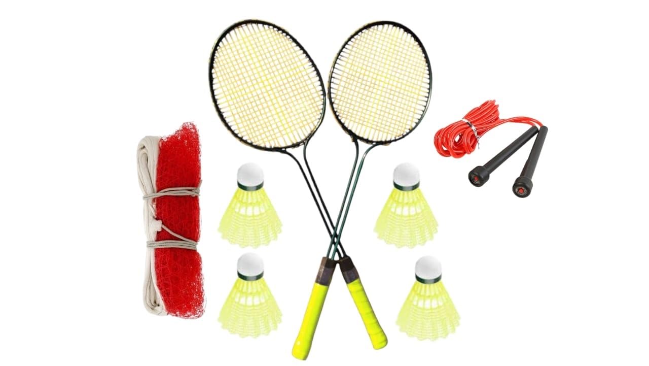 Badminton Kit 2 Racquet 4 Nylon Shuttlecock 1 Net 1 Skipping Rope-picture-10
