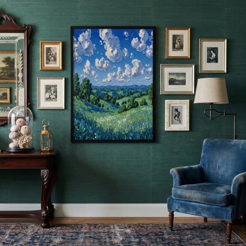 Impression sur toile paysage de campagne pour grand tableau salon lumineux