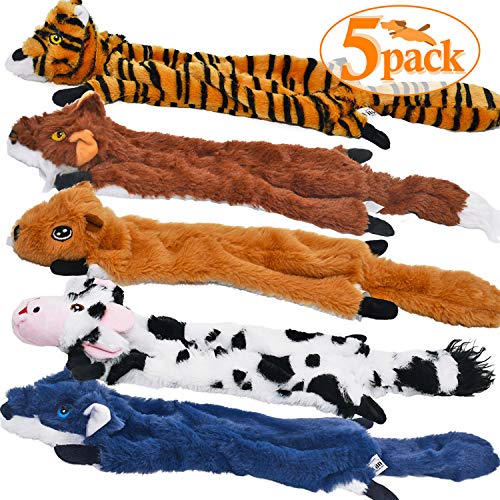 SHARLOVY Dog Squeaky Toys 5 Pack, Pet Toys Crinkle Dog Toy No Stuffing