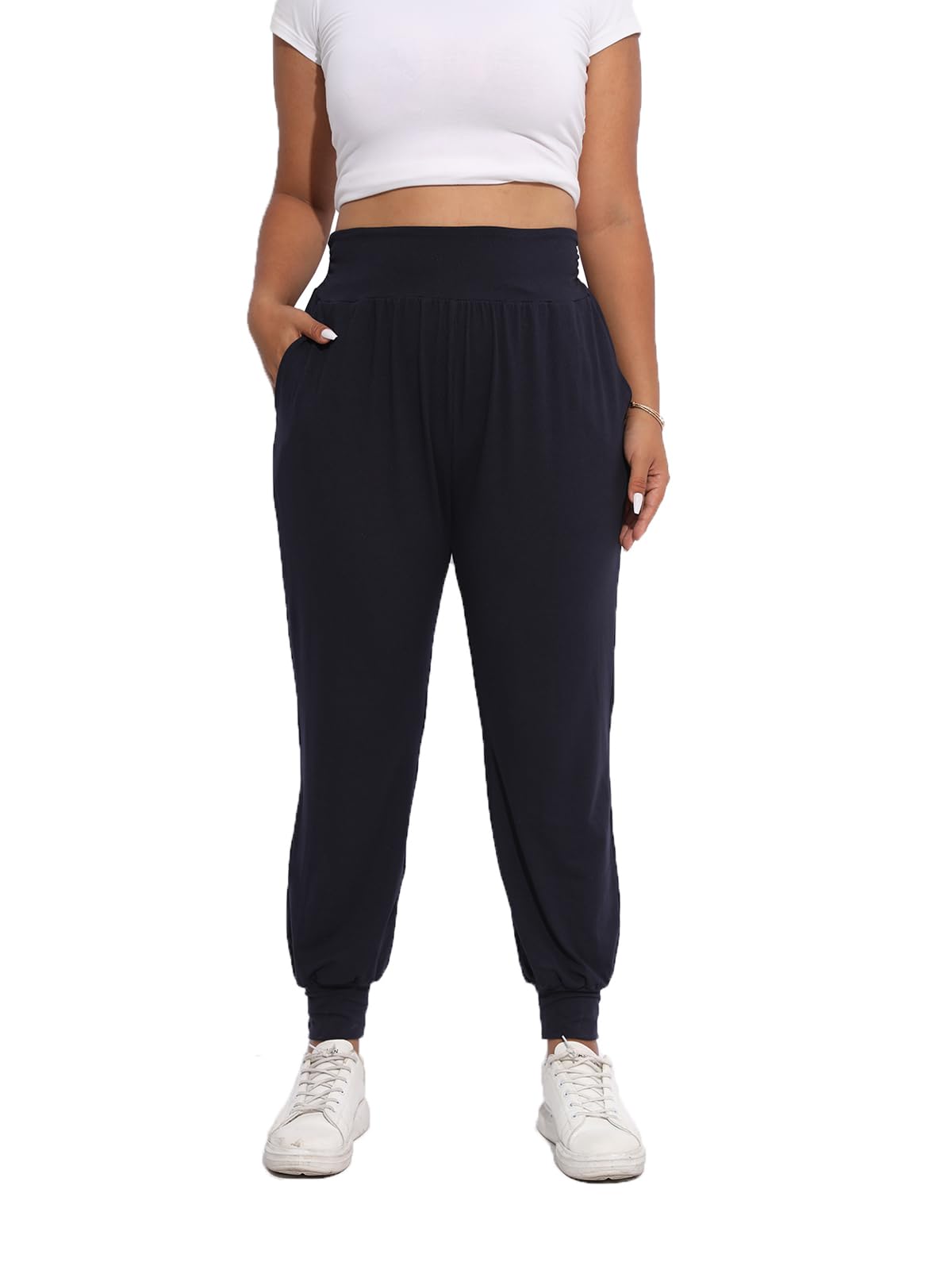 Sniper First Women's Sweatpants Casual Loose Fit Elastic Waist Joggers Pocketed Yoga Workout Sports Lounge Trousers Dark Blue