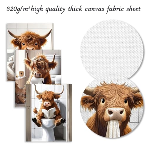 Dazzlewall 4Pcs Funny Highland Cow Wall Art Pictures, Rustic Cow Canvas Prints for Bathroom Toilet Decor 8x10 in Unframed - Cosy Home Interiors Dazzlewall 4Pcs Funny Highland Cow Wall Art Pictures, Rustic Cow Canvas Prints for Bathroom Toilet Decor 8x10 in Unframed - Image 6