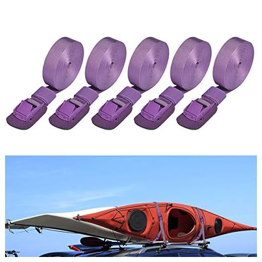 Epessa Sturdy Tie Down Strap Padded Cam Lock Buckle,1" x 16.5',Padded Strap Lashing Strap for Car Roof Rack,Kayak Canoe SUP Surfboard Tie Down Strap,Boat Trailer Tow Strap, Luggage Strap (5 Pack)