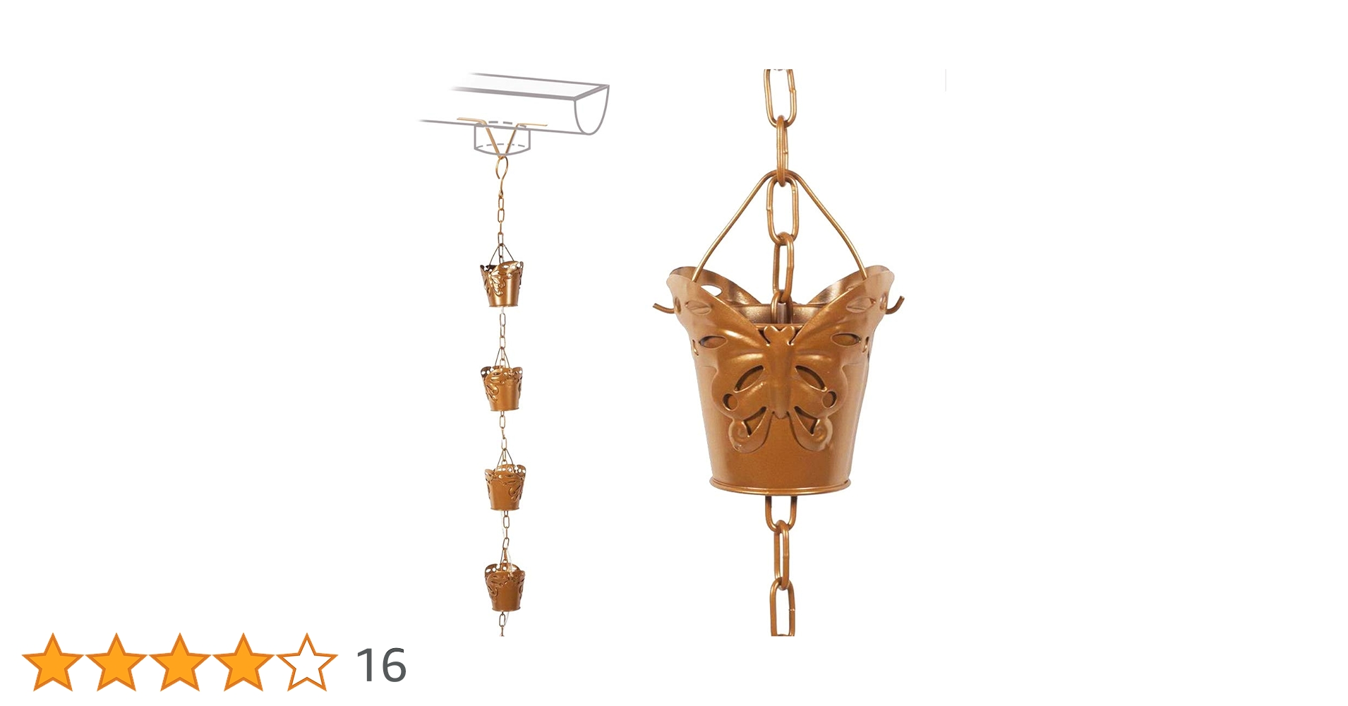 Amazon.co.jp: 夢の行 レインチェーン 蝶の桶 12個 銅色 260cm