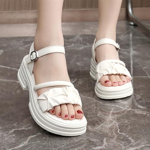 Women's Summer Fashion Platform Chunky One Line Buckle Sandals Beach3