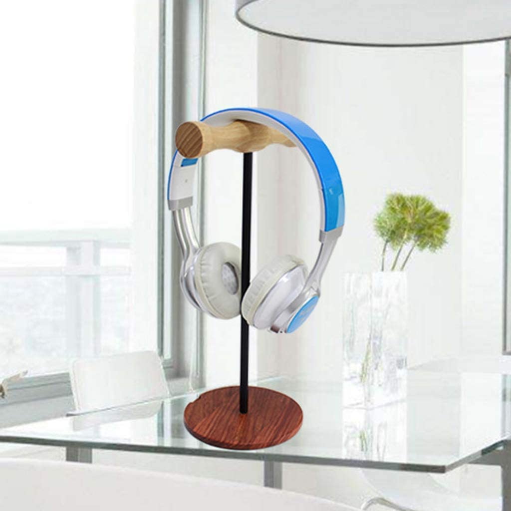 Soporte para portátil, Colgador for Auriculares, Soporte portátil de Madera y Metal for, Estante exhibición(Black)